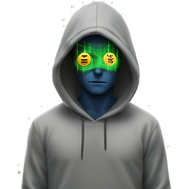 A man with laser eyes and with a bitcoin logo on hoodie emoji
