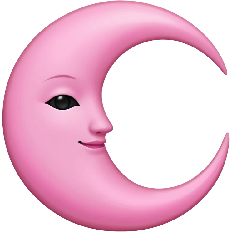 Pink crescent moon with no face emoji