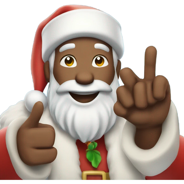 Islander Santa throwing up a Shaka  emoji