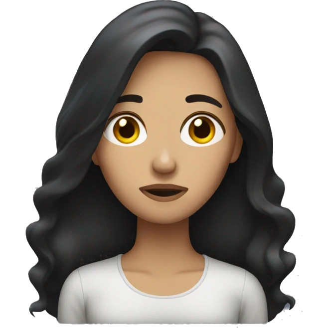 Women with dark long hair exhausted  emoji