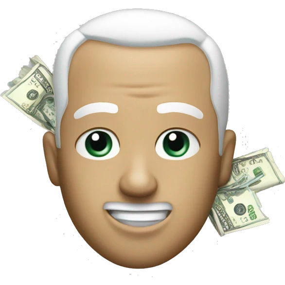 White teeager take in hand money and shake this money emoji