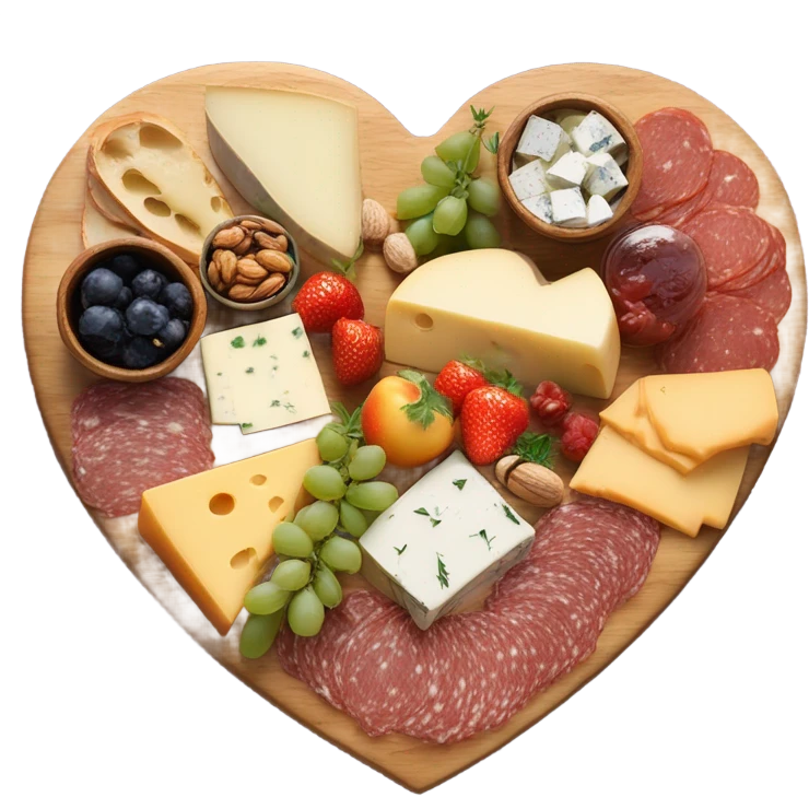 cute heart shaped charcuterie board draw emoji