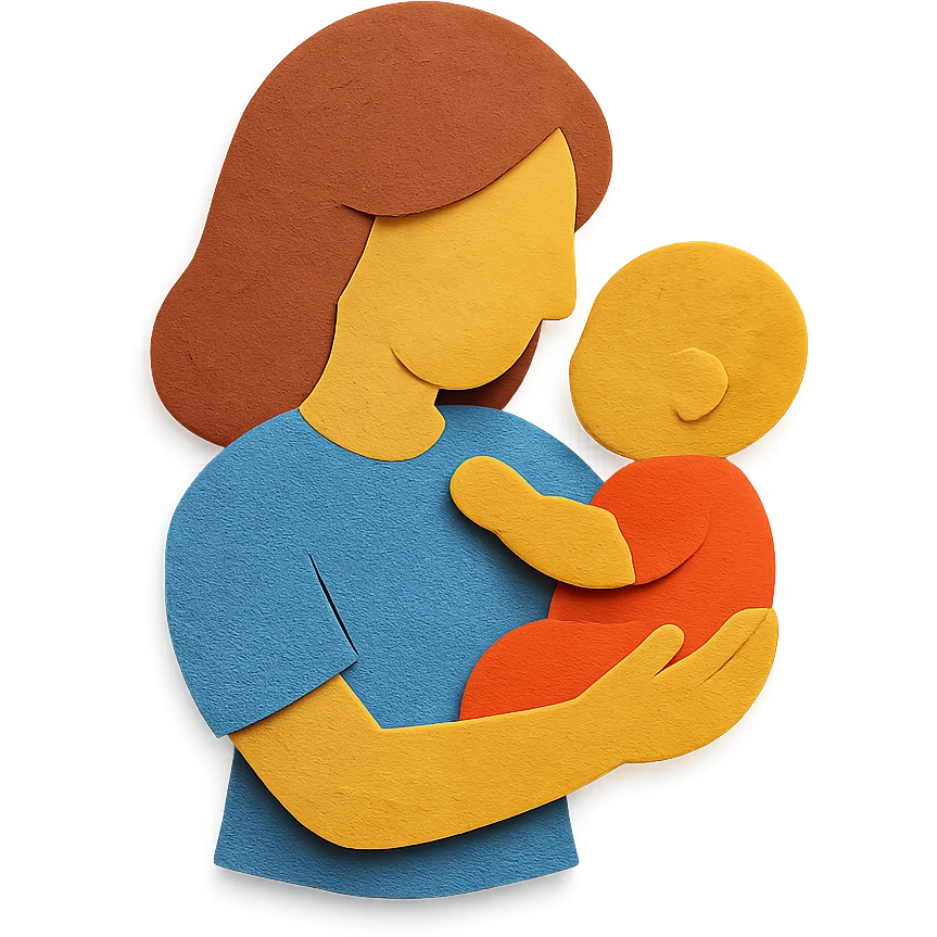 paper craft style mother with child emoji