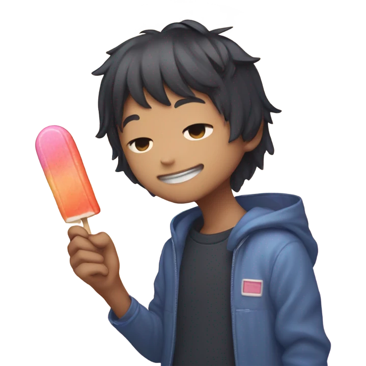 Sunny from the game omori holding a popsicle emoji