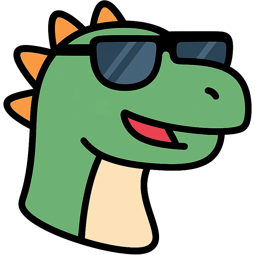 dinosaur wearing sunglasses, colorful icon emoji