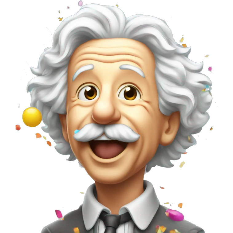 happy albert einstein shooting colorful confetti popper emoji