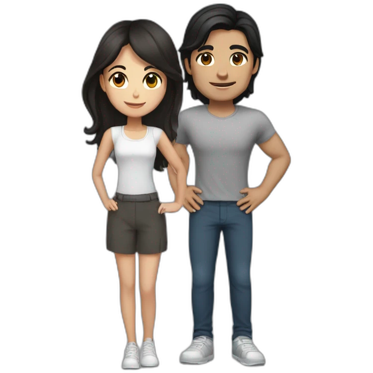 Brunette fit boyfriend with clases and black hair and brunette girl emoji