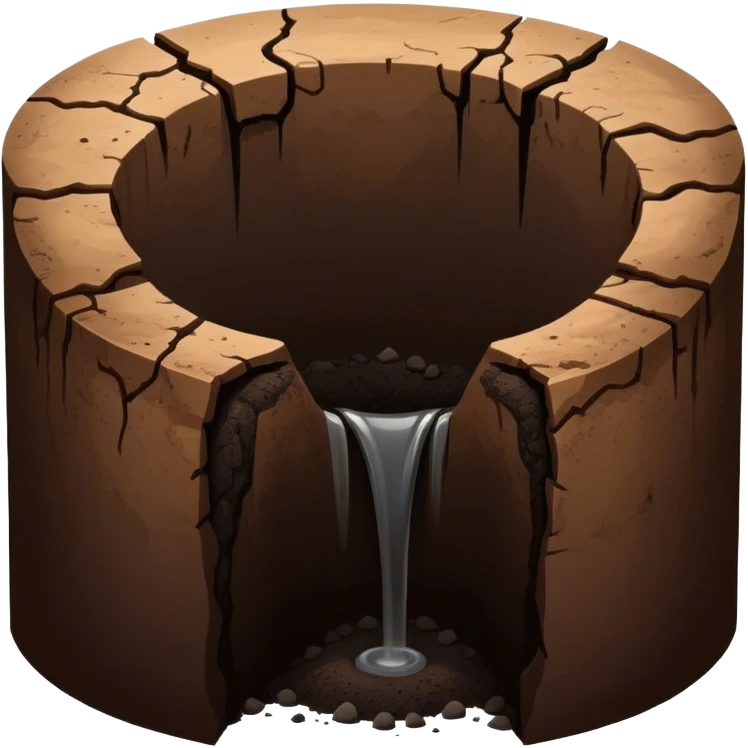 A deep hole in the ground, symbolizing a gap or depression emoji
