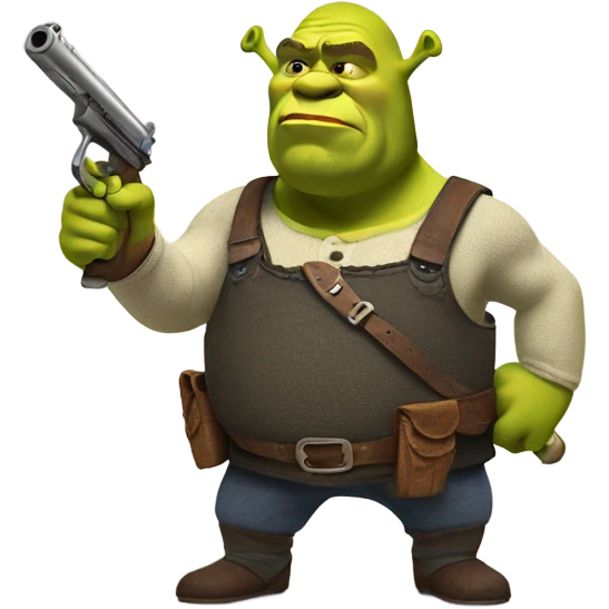 Shrek with a gun emoji