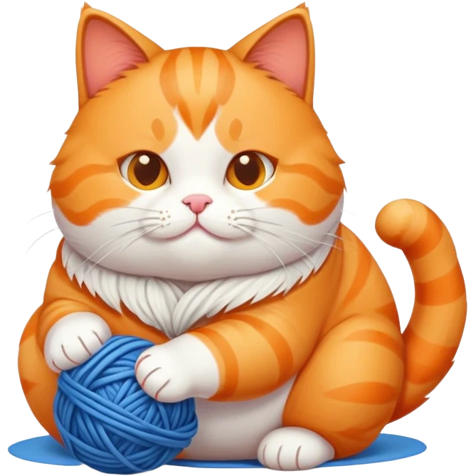 Chubby cat playing with yarn emoji