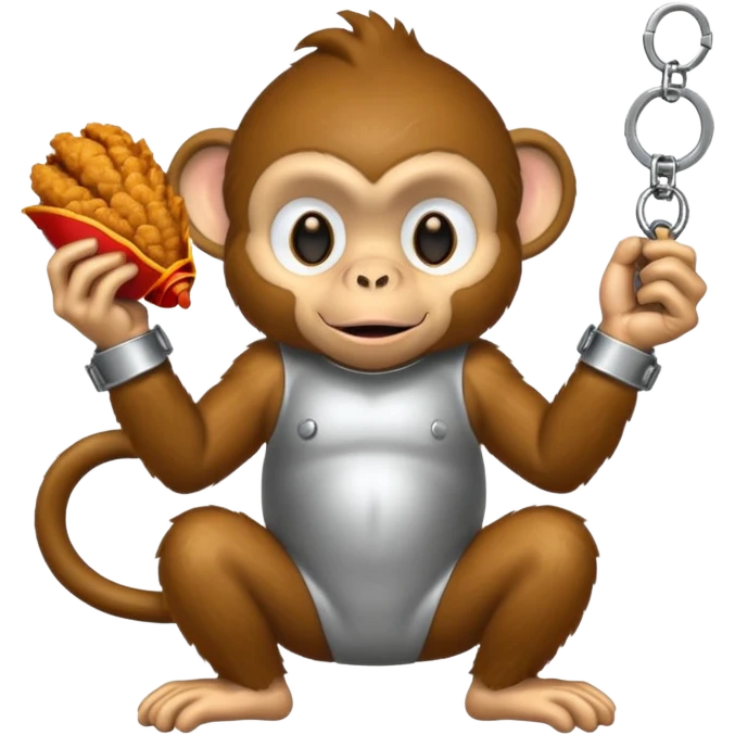monkey eating fried chicken in handcuffs emoji