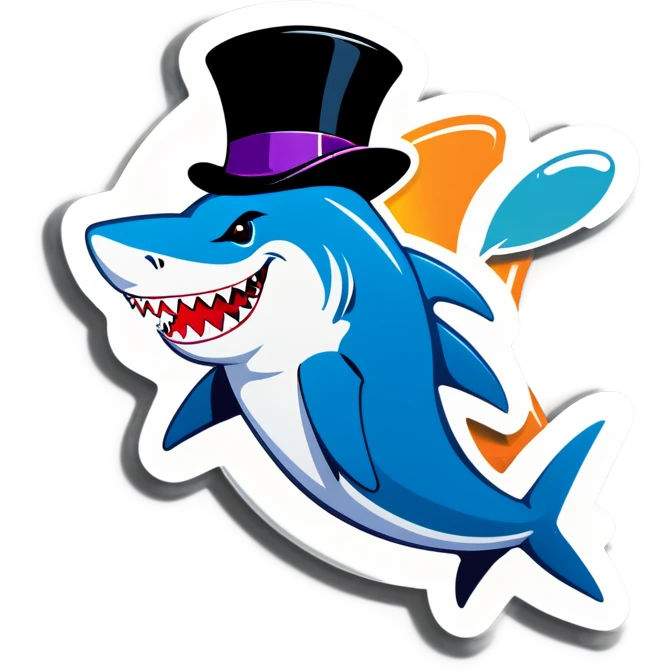Shark with a top hat emoji