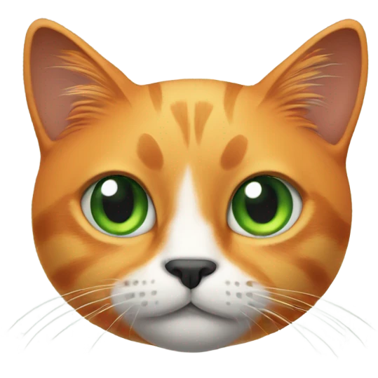 orange cat with little black and white color with green eyes emoji