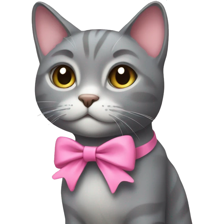 Grey cat with pink bow emoji