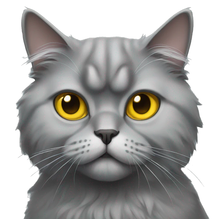 Gray persian cat with yellow eyes emoji