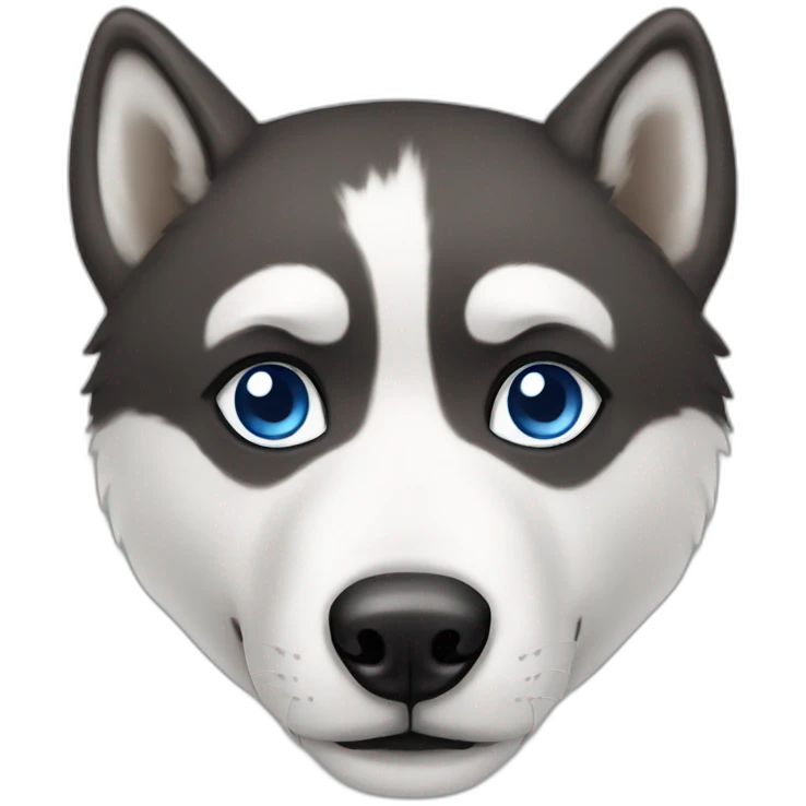 A Husky with one bleu eye and brown emoji