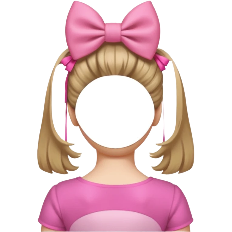 A pink bow in dark blond hair from the back emoji
