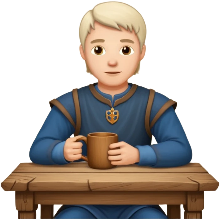 medieval white man sitting next to a table emoji