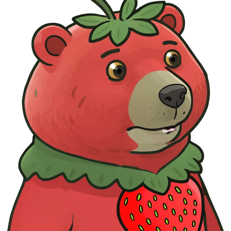 Bear as a strawberry costume emoji