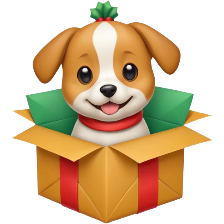 Dog in wrapped new yaer emoji