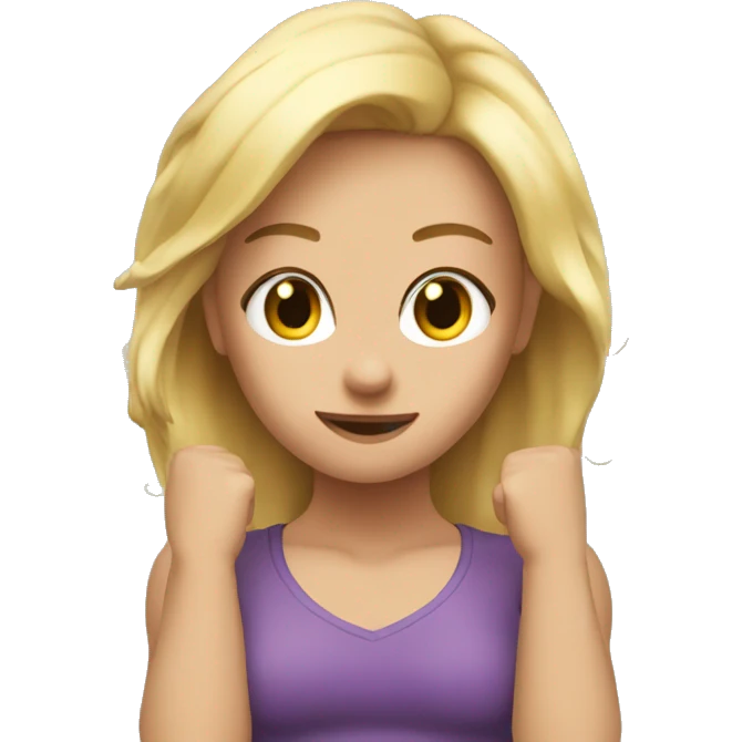 girl flexing arms change to blonde hair ble eye girl emoji