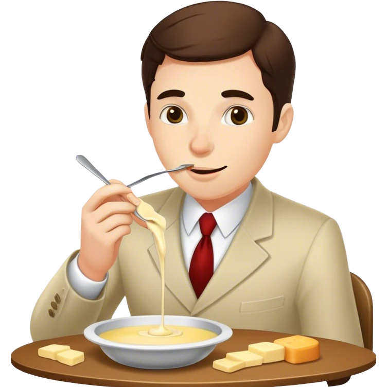 Bank manager eating Fondue emoji