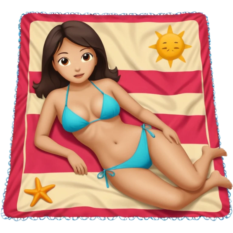 Naked chinese woman at the beach full body large breasts laying on a blanket emoji