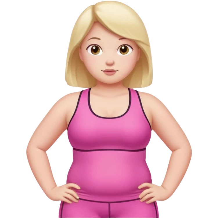 a pretty bratz fair girl in pink workout clothes (fat) emoji