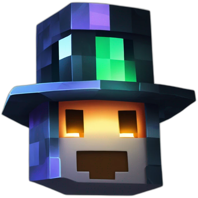 Pixel Minecraft Fedora Halloween Head Diamond Obsidian Emerald Flame Shiny Glow Reward Legendary Unique Epic Mystery emoji