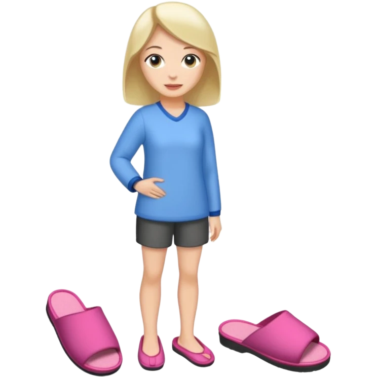 woman model standing on foot with slippers emoji