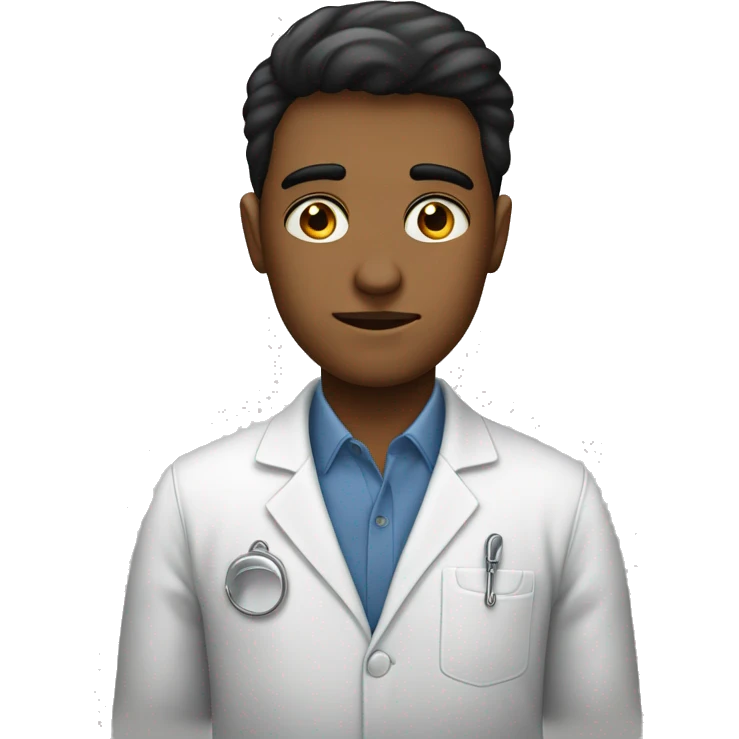 joven sin ojos sin nariz son cejas sin boca con bata de laboratorio emoji