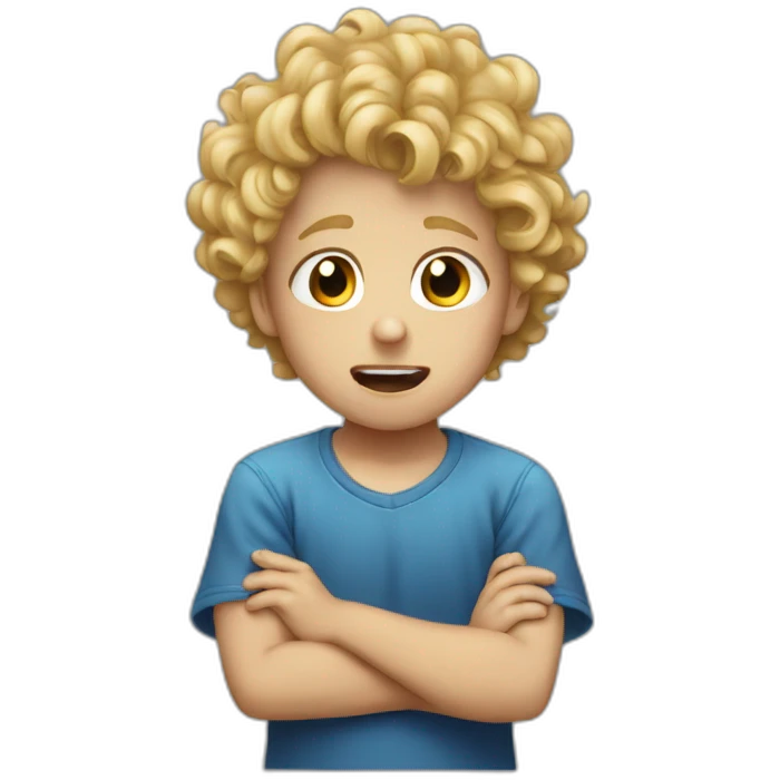 A  curly haired blond kid crying emoji