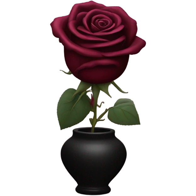 burgundy rose in black vase emoji