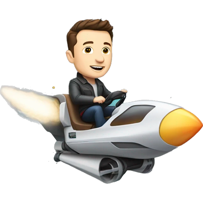 elon musk riding in top of a spaceship  emoji