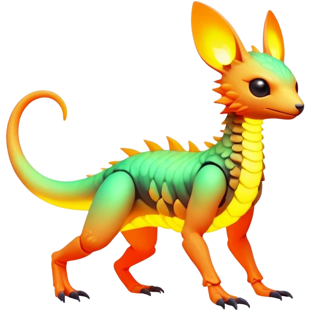 futuristic lush warm-colored neon-colored Fakémon-Trico-creature (full body) emoji