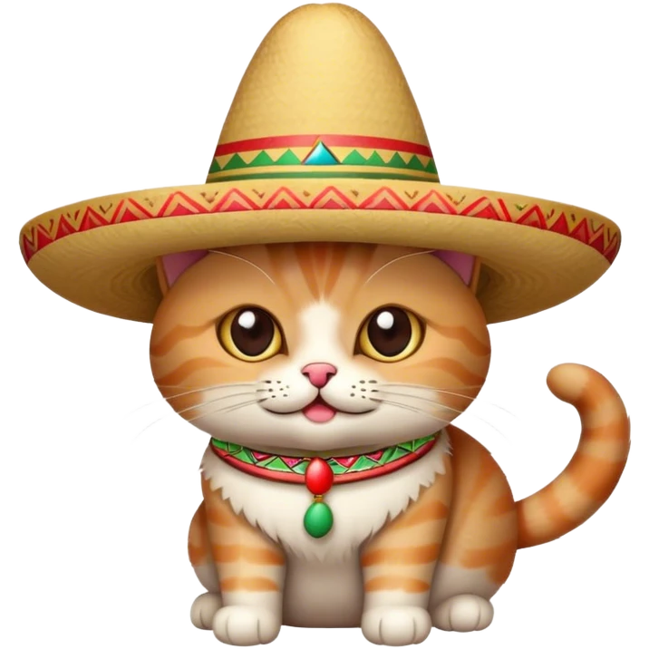 Cat with a Mexican hat emoji