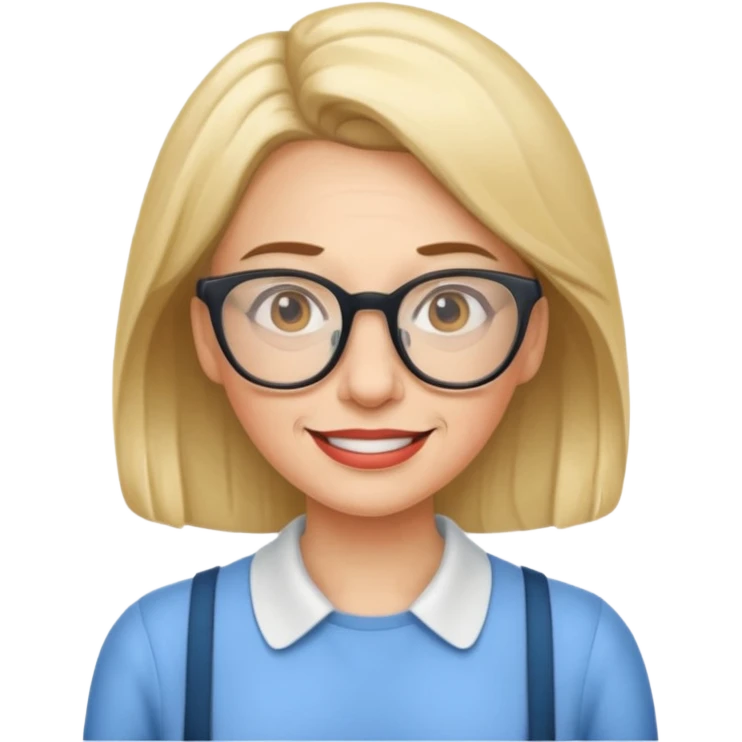 40 year old woman with glasses and braces emoji