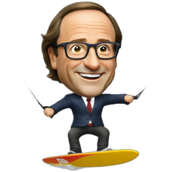 François Hollande faisant du kitesurf emoji