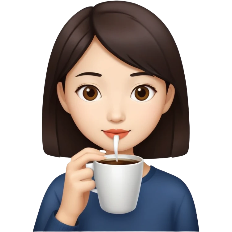asian girl drinking coffee emoji