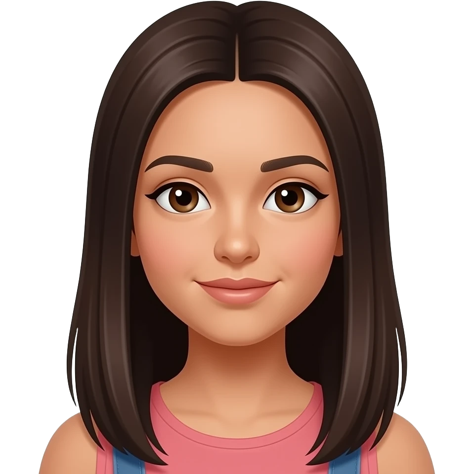 hispanic girl with long straight hair, brown eyes, and dark brown hair emoji