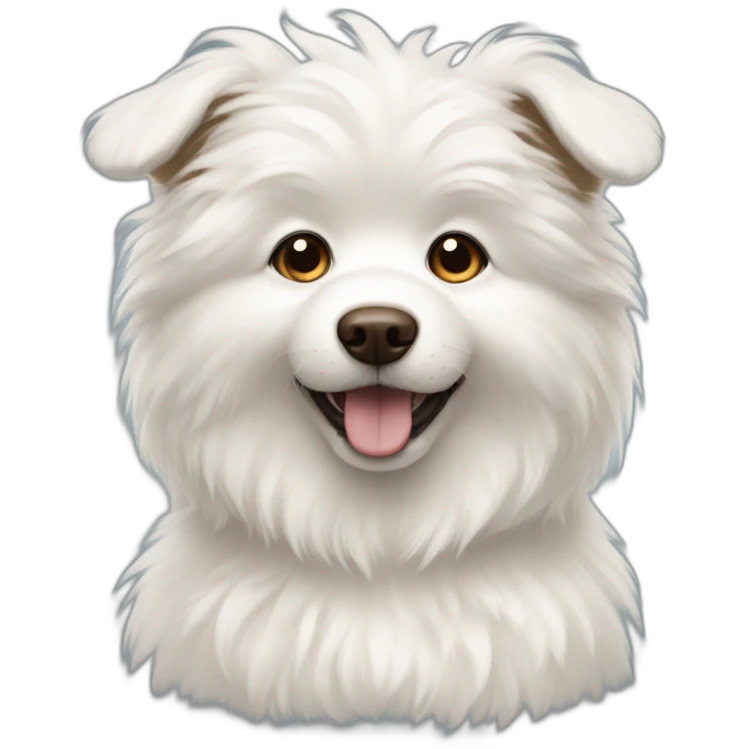 A white fluffy dog with brownish flappy ears emoji