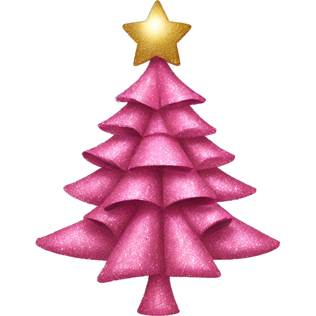 Pink glitter Christmas tree with multiple glitter ribbons  emoji