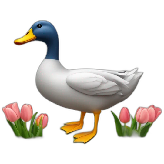 Canard avec une tulipe dans le bec emoji