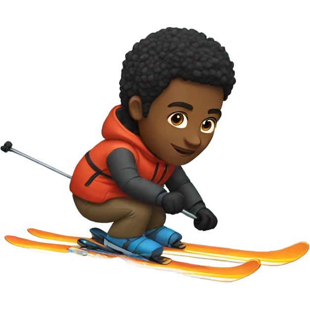 black man skiing emoji