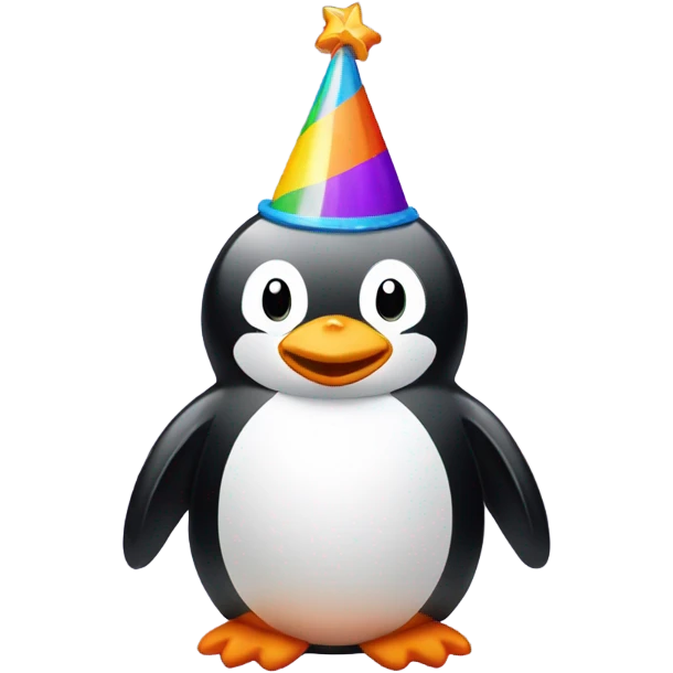 Smiling Penguin wearing a birthday hat emoji