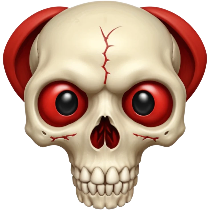 Sanguine-red black-eye-sockets canine-skull emoji