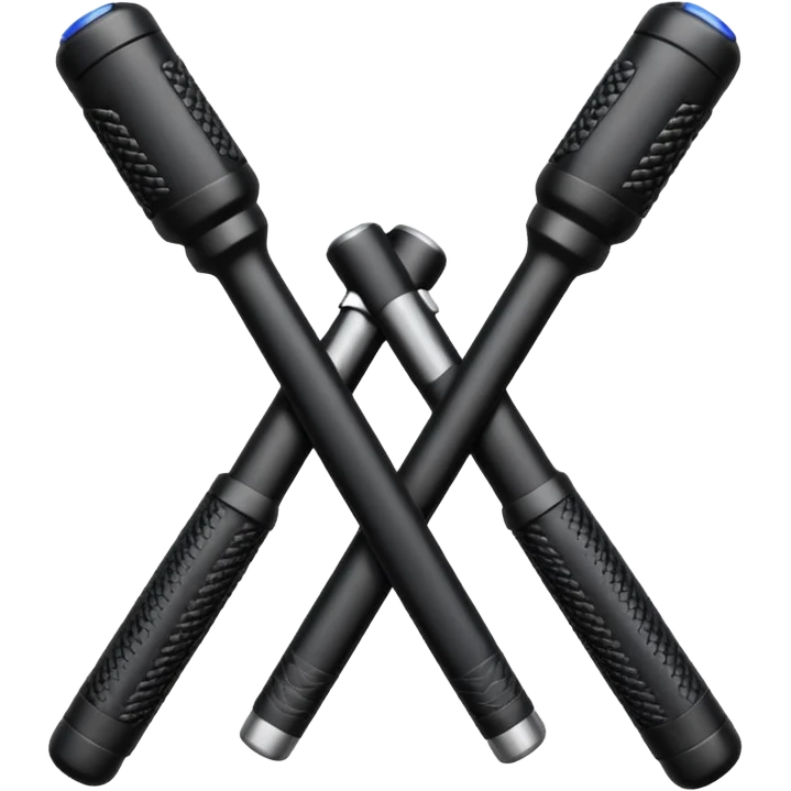 two police batons with handles forming an L emoji