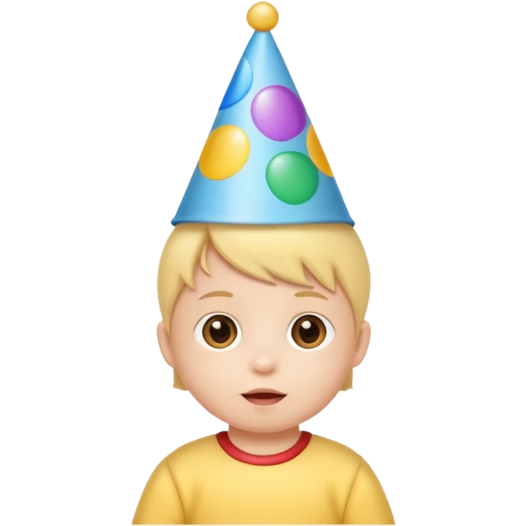 Baby wearing a party hat emoji