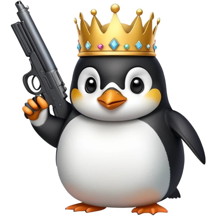 Peguin as king von holding a gun emoji