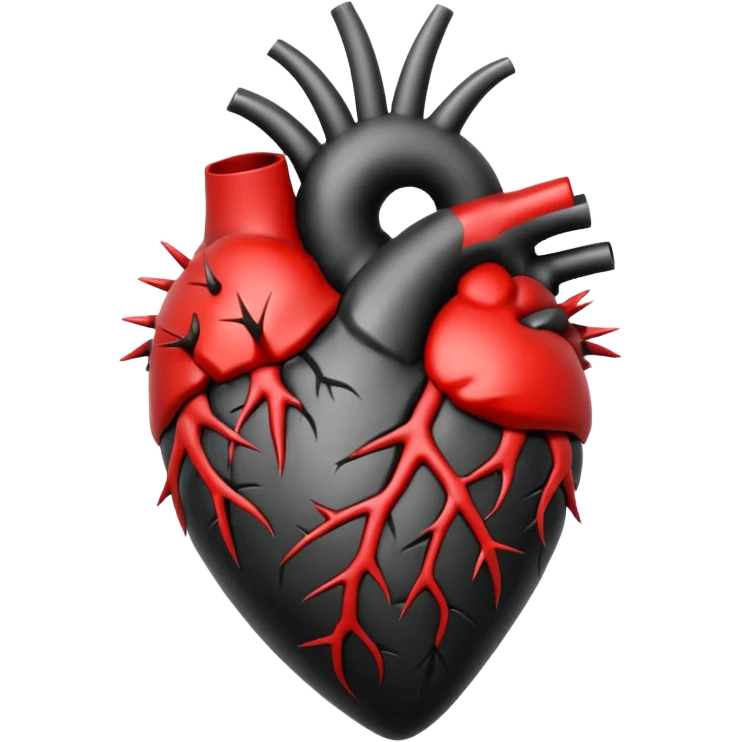 black anatomical heart in torns emoji